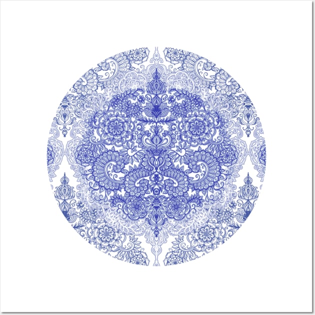 Happy Place Doodle in Cornflower Blue, White & Grey Wall Art by micklyn